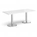 Pisa rectangular dining table with round chrome bases 1800mm x 800mm - white PDR1800-WH