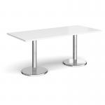 Pisa rectangular dining table with round chrome bases 1800mm x 800mm - white