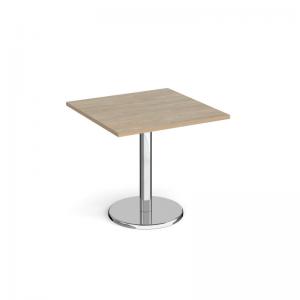Pisa square dining table with round chrome base 800mm - Barcelona