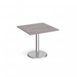 Pisa square dining table with round chrome base 800mm - grey oak PDS800-GO