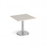 Pisa square dining table with round chrome base 800mm - Light Grey PDS800-LG
