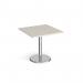 Pisa square dining table with round chrome base 800mm - Light Grey PDS800-LG
