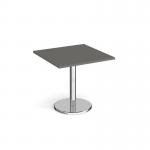 Pisa square dining table with round chrome base 800mm - Onyx Grey PDS800-OG