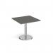 Pisa square dining table with round chrome base 800mm - Onyx Grey PDS800-OG