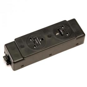 Under desk power bar 2 x UK sockets - black PMK205-E