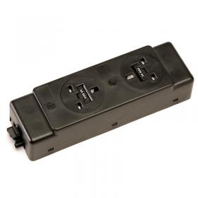 Under desk power bar 2 x UK sockets - black PMK205-E