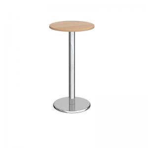 Pisa circular poseur table with round chrome base 600mm - beech