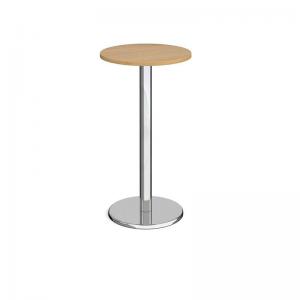 Pisa circular poseur table with round chrome base 600mm - oak PPC600-O