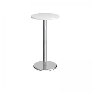 Pisa circular poseur table with round chrome base 600mm - white