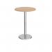 Pisa circular poseur table with round chrome base 800mm - beech PPC800-B