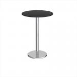 Pisa circular poseur table with round chrome base 800mm - Black PPC800-BK