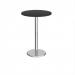 Pisa circular poseur table with round chrome base 800mm - Black PPC800-BK
