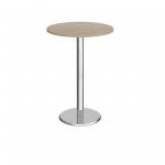 Pisa circular poseur table with round chrome base 800mm - barcelona walnut PPC800-BW