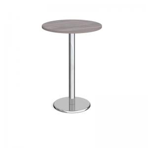 Pisa circular poseur table with round chrome base 800mm - grey oak