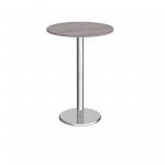 Pisa circular poseur table with round chrome base 800mm - grey oak PPC800-GO