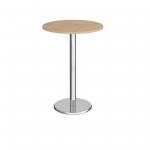 Pisa circular poseur table with round chrome base 800mm - kendal oak PPC800-KO