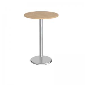 Pisa circular poseur table with round chrome base 800mm - Kendal oak