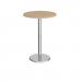 Pisa circular poseur table with round chrome base 800mm - kendal oak PPC800-KO