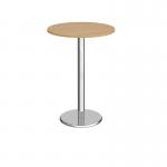 Pisa circular poseur table with round chrome base 800mm - oak PPC800-O