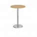 Pisa circular poseur table with round chrome base 800mm - oak PPC800-O