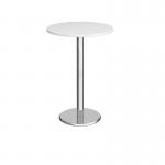 Pisa circular poseur table with round chrome base 800mm - white PPC800-WH