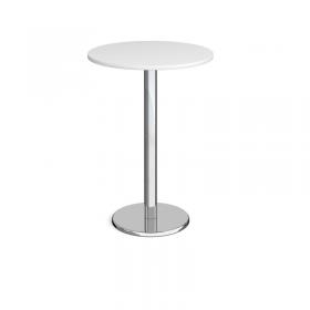 Pisa circular poseur table with round chrome base 800mm - white PPC800-WH