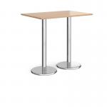 Pisa rectangular poseur table with round chrome bases 1200mm x 800mm - beech PPR1200-B
