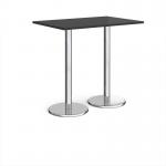 Pisa rectangular poseur table with round chrome bases 1200mm x 800mm - Black PPR1200-BK