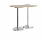 Pisa rectangular poseur table with round chrome bases 1200mm x 800mm - barcelona walnut PPR1200-BW