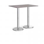 Pisa rectangular poseur table with round chrome bases 1200mm x 800mm - grey oak PPR1200-GO