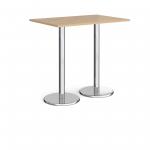 Pisa rectangular poseur table with round chrome bases 1200mm x 800mm - kendal oak PPR1200-KO