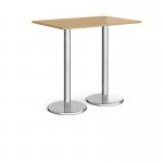 Pisa rectangular poseur table with round chrome bases 1200mm x 800mm - oak PPR1200-O