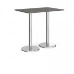 Pisa rectangular poseur table with round chrome bases 1200mm x 800mm - Onyx Grey PPR1200-OG