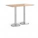 Pisa rectangular poseur table with round chrome bases 1400mm x 800mm - beech PPR1400-B