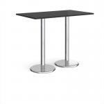 Pisa rectangular poseur table with round chrome bases 1400mm x 800mm - Black PPR1400-BK