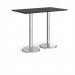 Pisa rectangular poseur table with round chrome bases 1400mm x 800mm - Black PPR1400-BK