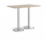 Pisa rectangular poseur table with round chrome bases 1400mm x 800mm - barcelona walnut PPR1400-BW