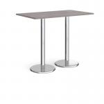 Pisa rectangular poseur table with round chrome bases 1400mm x 800mm - grey oak PPR1400-GO