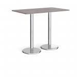 Pisa rectangular poseur table with round chrome bases 1400mm x 800mm - grey oak PPR1400-GO