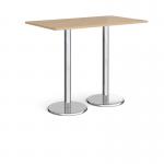 Pisa rectangular poseur table with round chrome bases 1400mm x 800mm - kendal oak PPR1400-KO