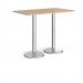 Pisa rectangular poseur table with round chrome bases 1400mm x 800mm - kendal oak PPR1400-KO