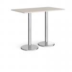 Pisa rectangular poseur table with round chrome bases 1400mm x 800mm - Light Grey PPR1400-LG