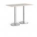 Pisa rectangular poseur table with round chrome bases 1400mm x 800mm - Light Grey PPR1400-LG