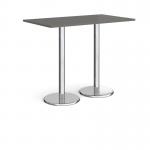 Pisa rectangular poseur table with round chrome bases 1400mm x 800mm - Onyx Grey PPR1400-OG