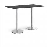 Pisa rectangular poseur table with round chrome bases 1600mm x 800mm - Black PPR1600-BK