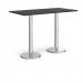 Pisa rectangular poseur table with round chrome bases 1600mm x 800mm - Black PPR1600-BK