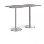 Pisa rectangular poseur table with round chrome bases 1600mm x 800mm - grey oak PPR1600-GO