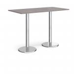 Pisa rectangular poseur table with round chrome bases 1600mm x 800mm - grey oak PPR1600-GO