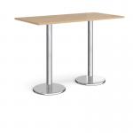 Pisa rectangular poseur table with round chrome bases 1600mm x 800mm - kendal oak PPR1600-KO