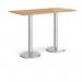 Pisa rectangular poseur table with round chrome bases 1600mm x 800mm - oak PPR1600-O